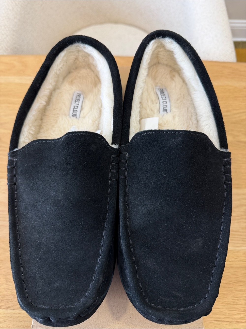 Project Cloud -Black Suede Men’s Fleece-Lined Slippers